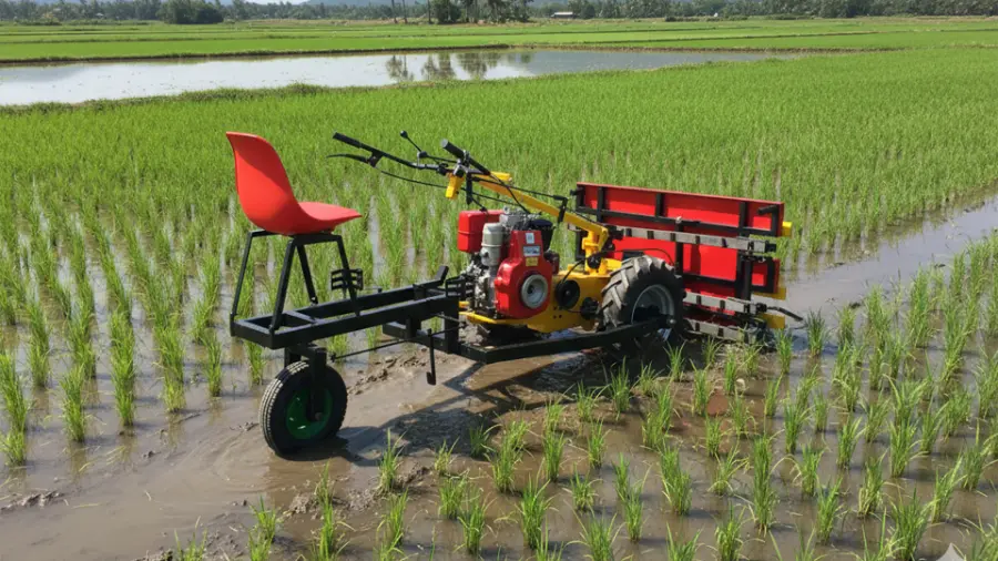 SAT-S701 reaper seating arrangement attachment — seat frame with trailing wheel