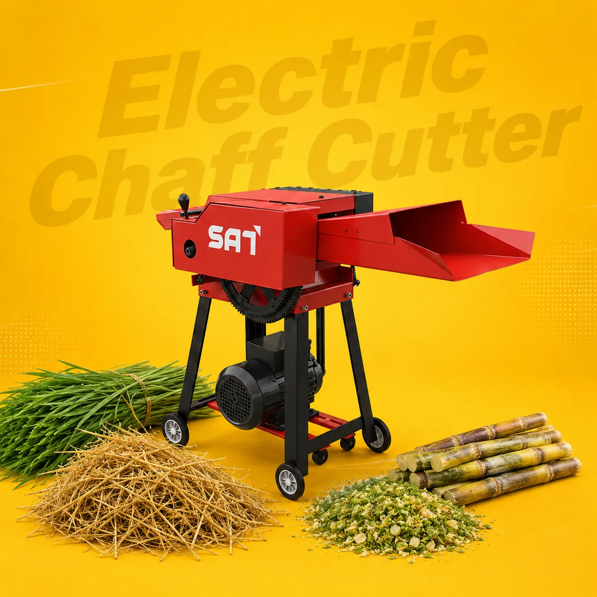Chaff cutter SAT-C301 fitted with an electric motor drive