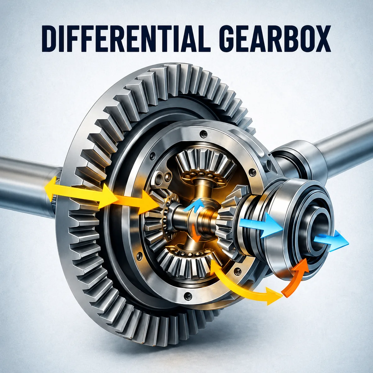 Differential gearbox of the SAT-R201 power reaper — allows the outer wheel to rotate faster in turns