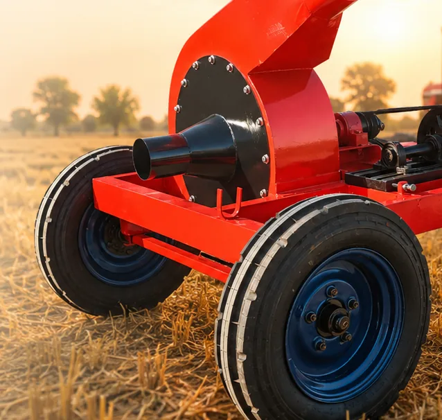 Tractor operated straw loader bhusa machine in a harvested field